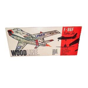 RARE STROMBECKER WOODLINE F-86F SABRE JET AIRPLANE WOOD MODEL Kit OPEN BOX